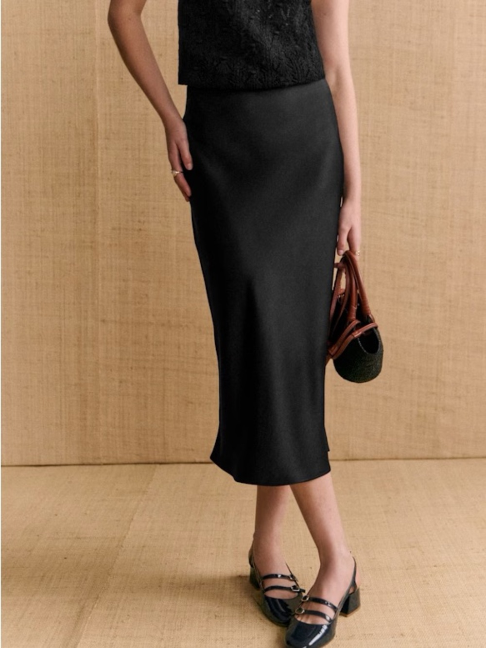 Sezane Black Midi Skirt - Sandy Skirt